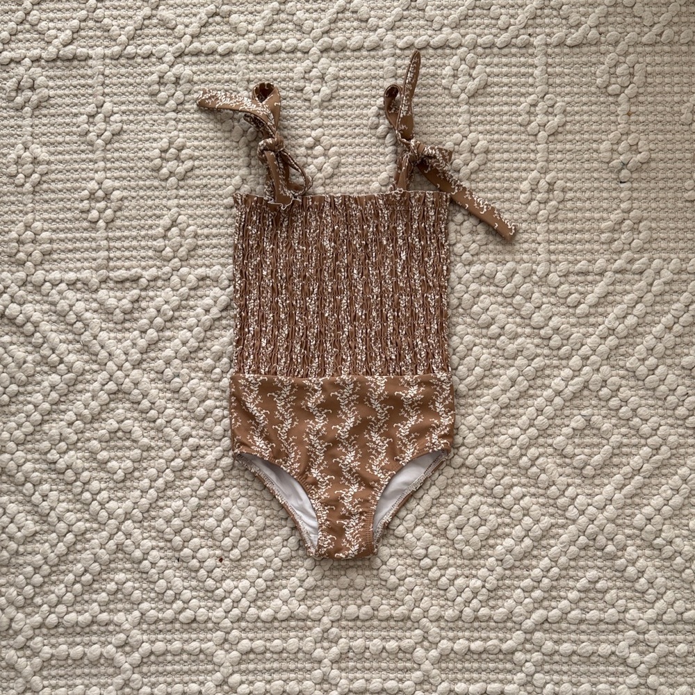 Minnow One Piece Swimsuit in Floral Brown